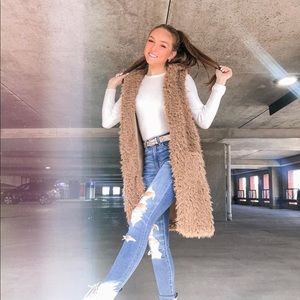 Fur Long-Line Hooded Vest